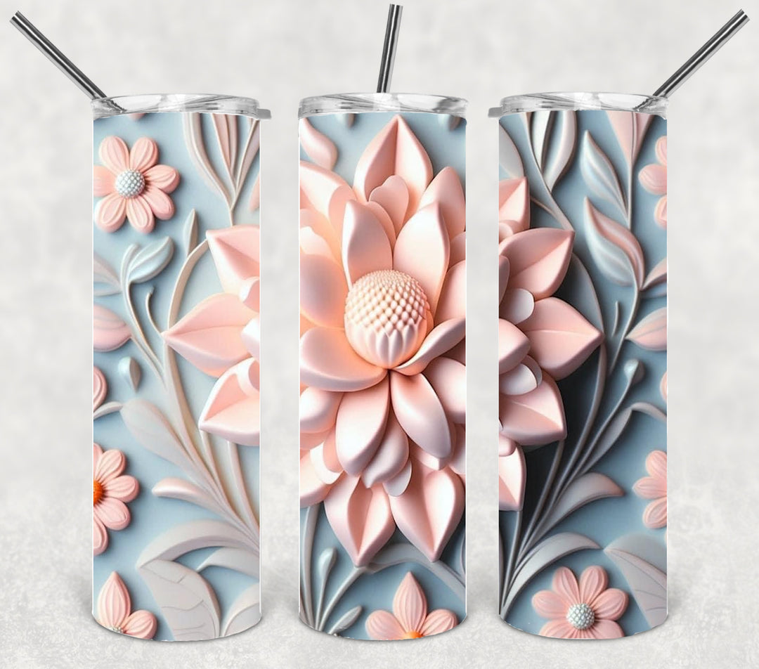 3D Flower Tumbler, Flower Tumbler, 3D Tumbler, 20 oz Skinny Tumbler
