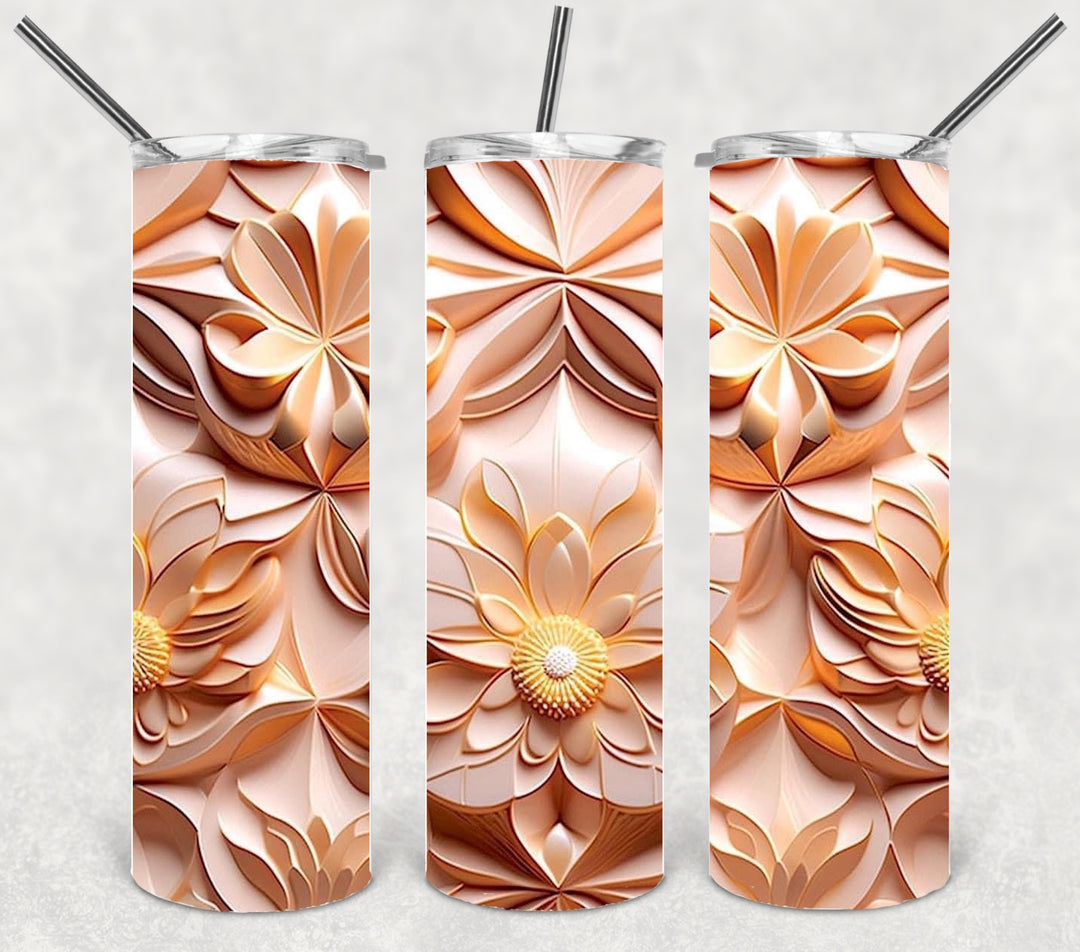 3D Flower Tumbler, Flower Tumbler, 3D Tumbler, 20 oz Skinny Tumbler