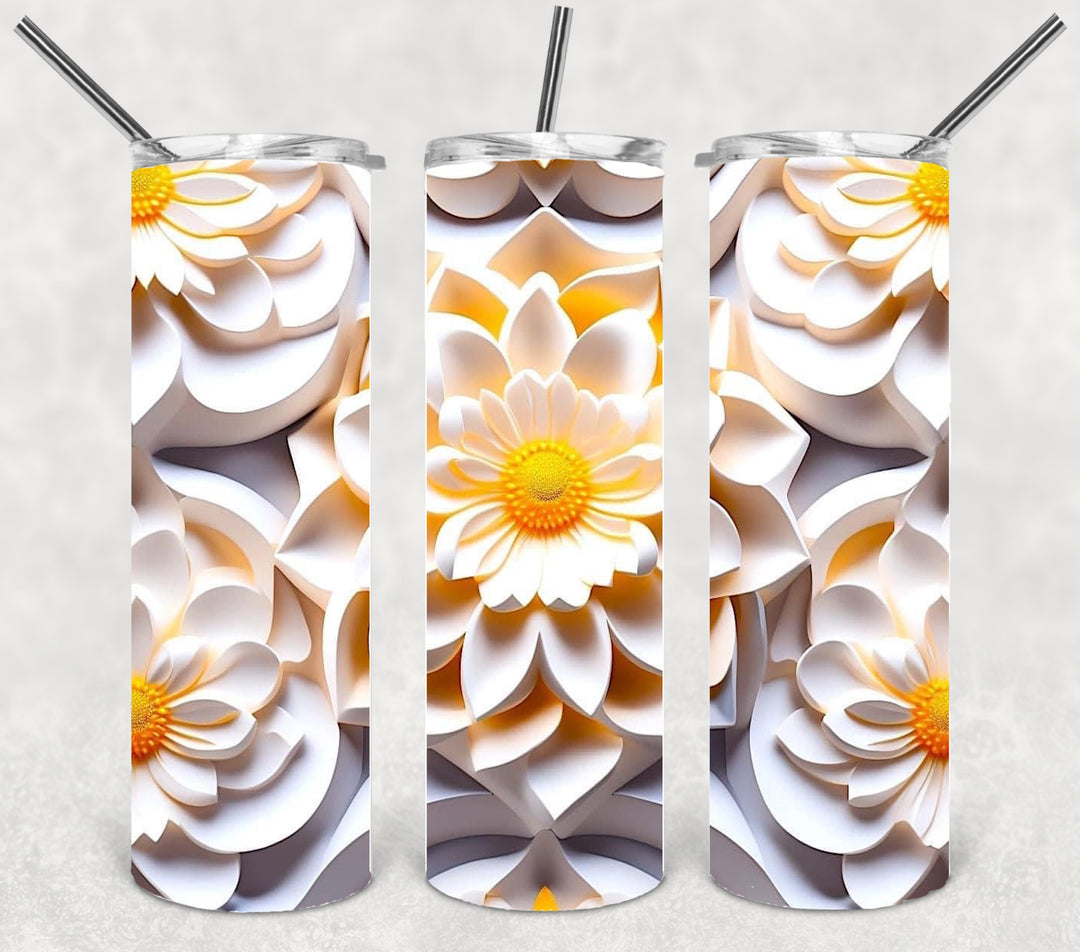 3D Flower Tumbler, Flower Tumbler, 3D Tumbler, 20 oz Skinny Tumbler