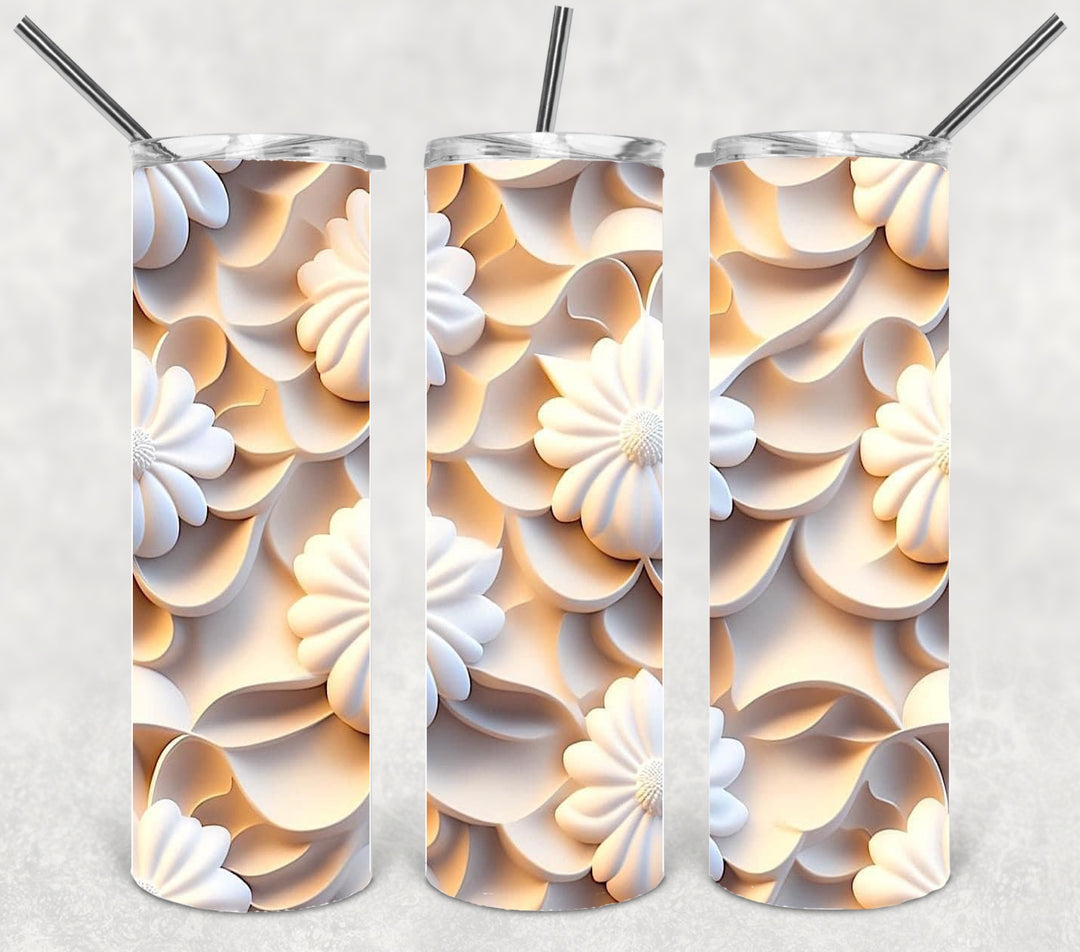 3D Flower Tumbler, Flower Tumbler, 3D Tumbler, 20 oz Skinny Tumbler