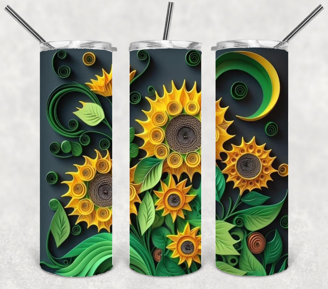 3D Flower Tumbler, Flower Tumbler, 3D Tumbler, 20 oz Skinny Tumbler