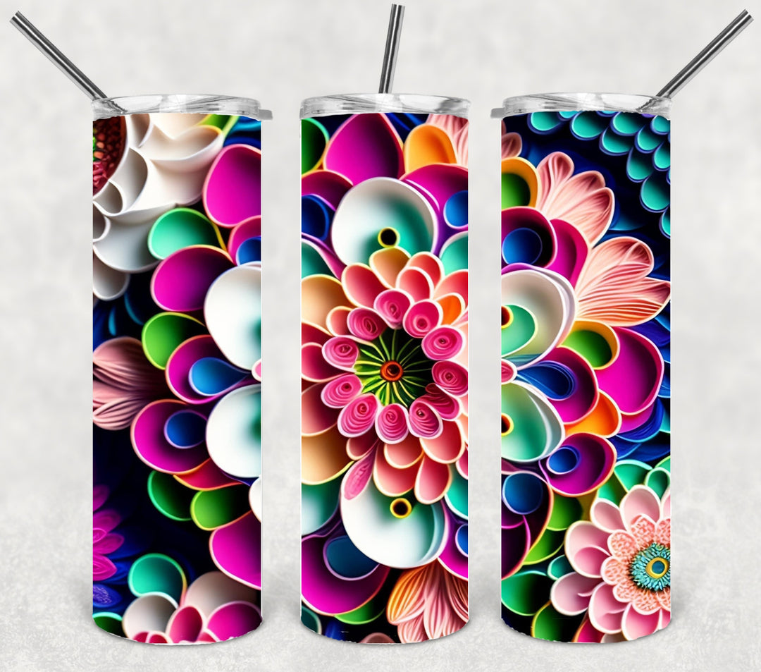 3D Flower Tumbler, Flower Tumbler, 3D Tumbler, 20 oz Skinny Tumbler