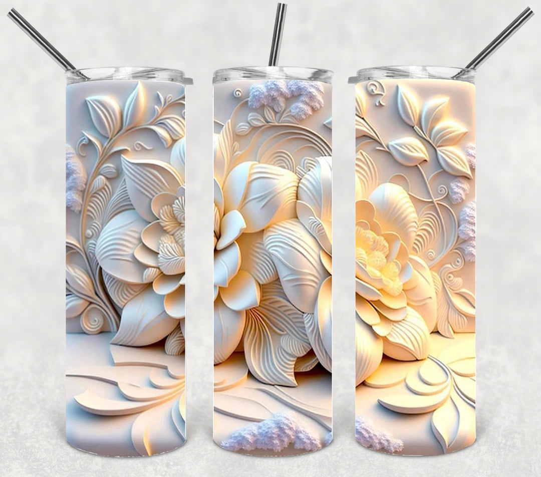 3D Flower Tumbler, Flower Tumbler, 3D Tumbler, 20 oz Skinny Tumbler