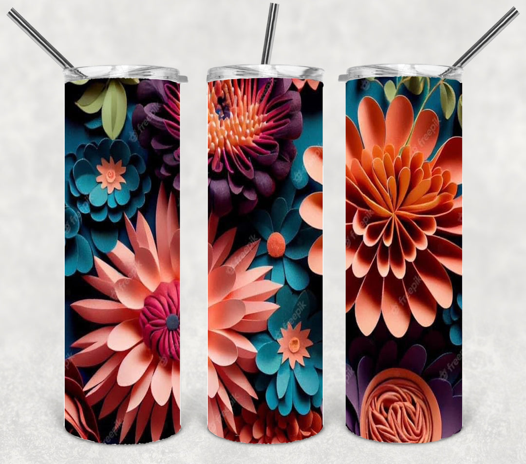 3D Flower Tumbler, Flower Tumbler, 3D Tumbler, 20 oz Skinny Tumbler