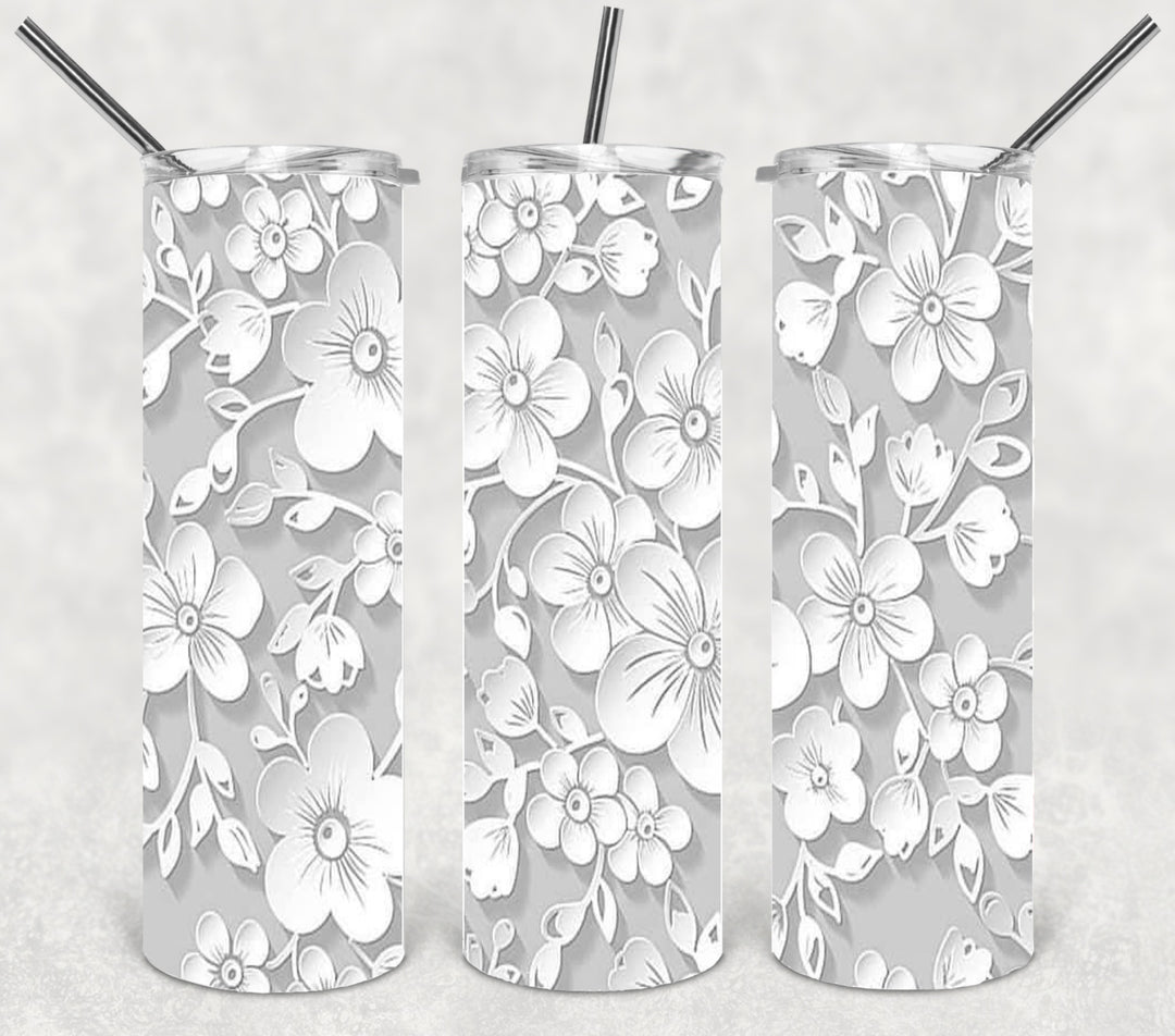 3D Flower Tumbler, Flower Tumbler, 3D Tumbler, 20 oz Skinny Tumbler
