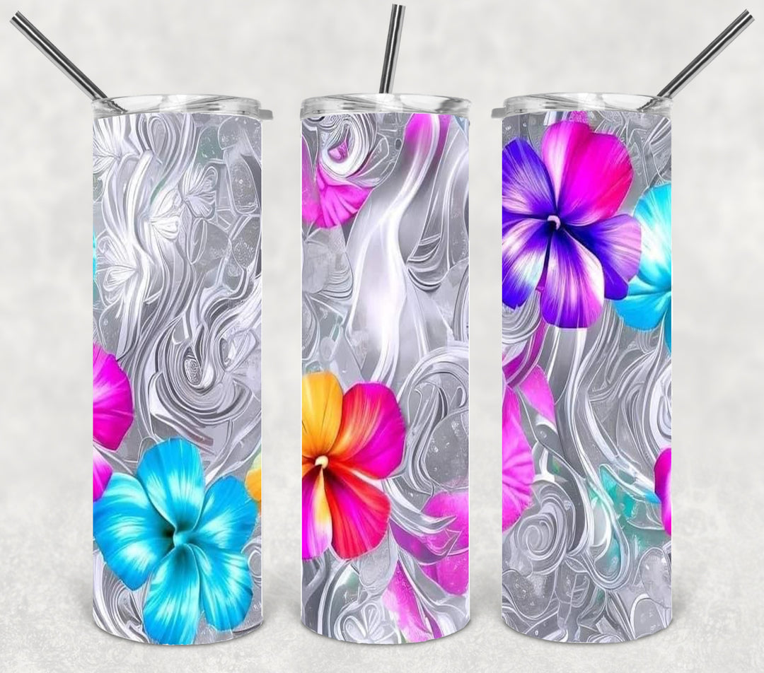 3D Flower Tumbler, Flower Tumbler, 3D Tumbler, 20 oz Skinny Tumbler