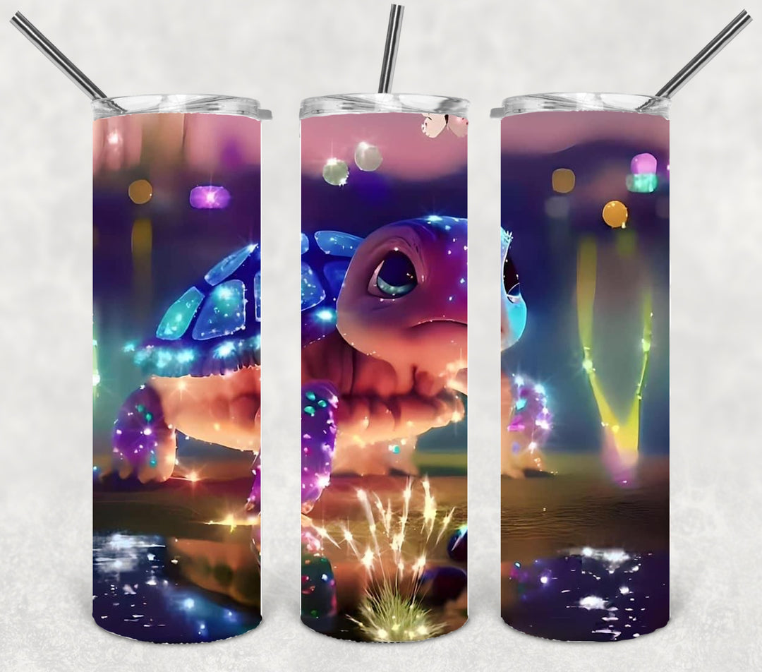 Vibrant Cute 3D Turtle Tumbler, 3D Vibrant Turtle Tumbler, 20 oz Skinny Tumbler