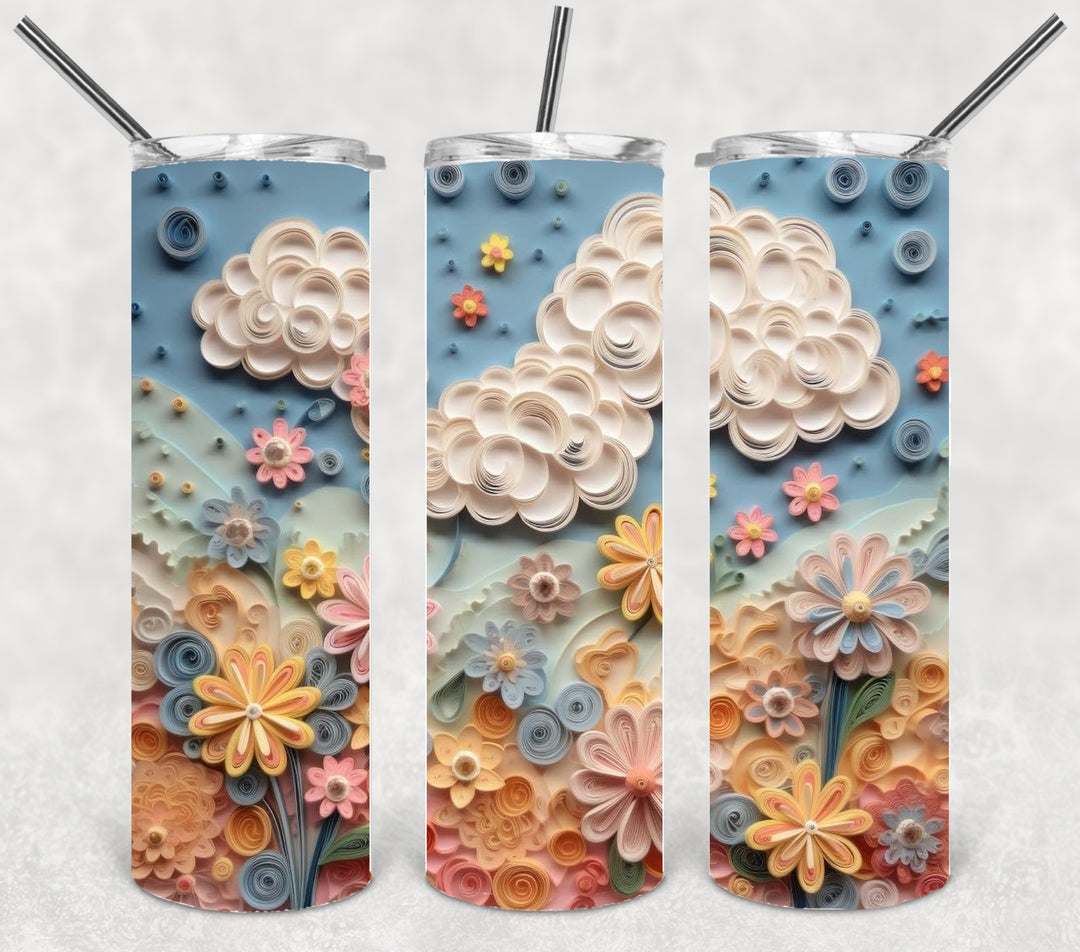 3D Flower Tumbler, Flower Tumbler, 3D Tumbler, 20 oz Skinny Tumbler