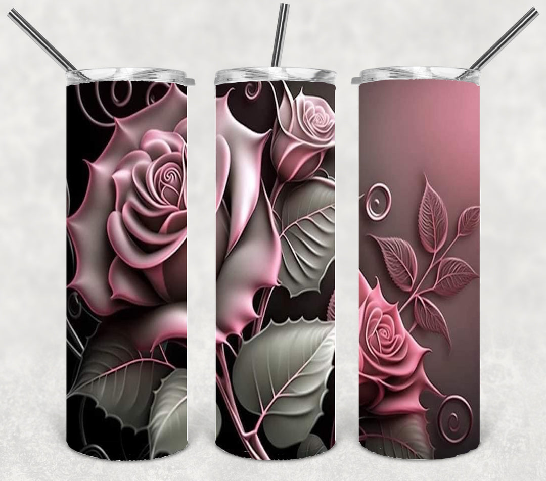 3D Flower Tumbler, Flower Tumbler, 3D Tumbler, 20 oz Skinny Tumbler