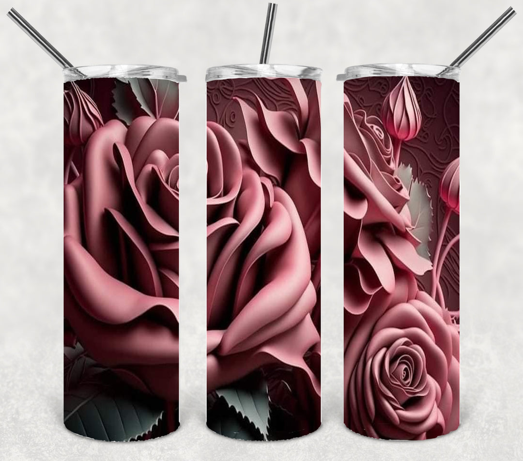 3D Flower Tumbler, Flower Tumbler, 3D Tumbler, 20 oz Skinny Tumbler
