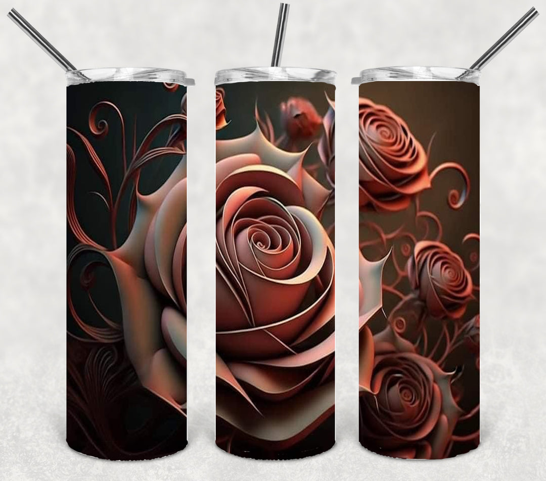3D Flower Tumbler, Flower Tumbler, 3D Tumbler, 20 oz Skinny Tumbler