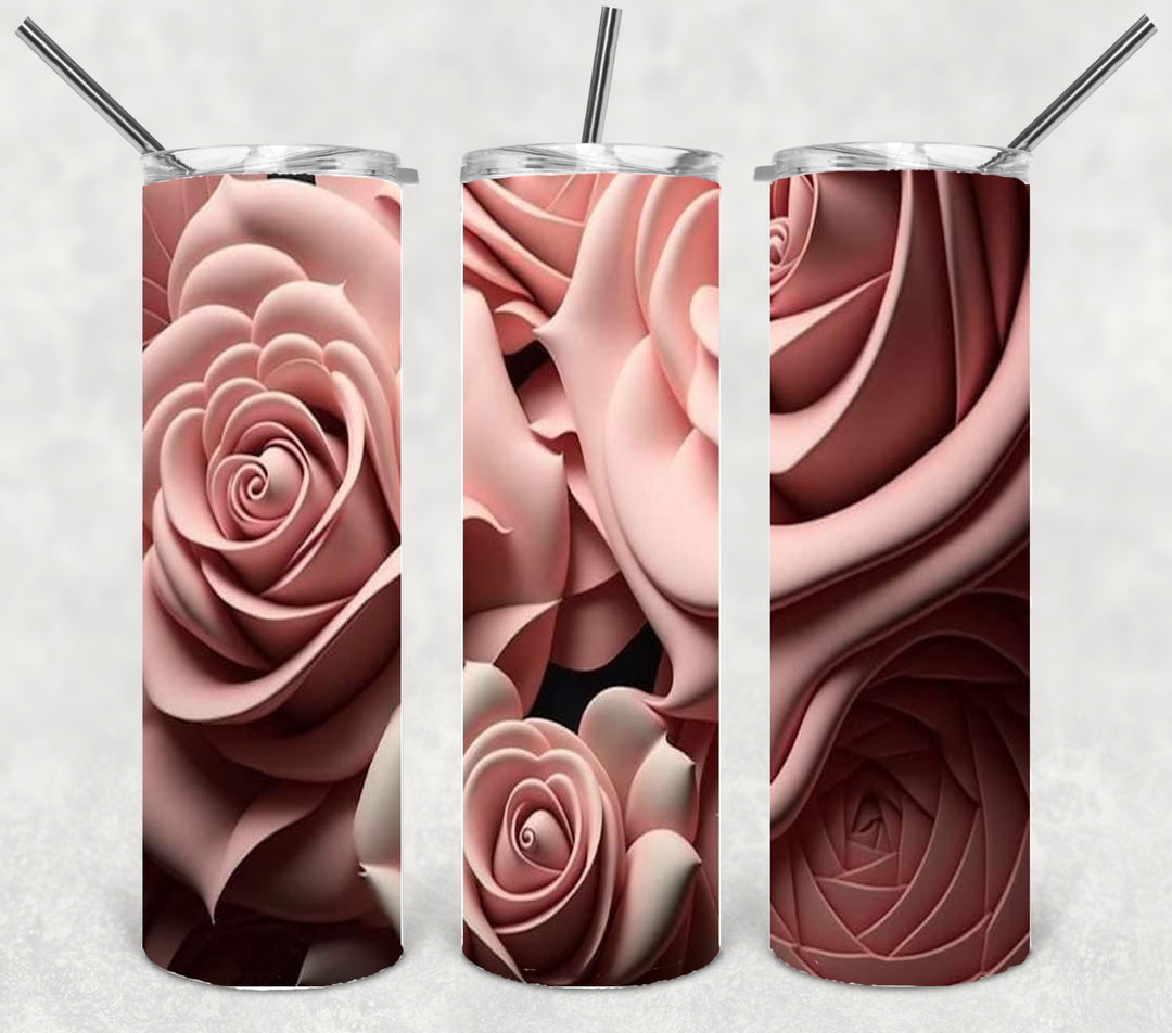 3D Flower Tumbler, Flower Tumbler, 3D Tumbler, 20 oz Skinny Tumbler