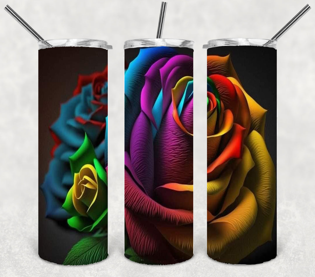 3D Flower Tumbler, Flower Tumbler, 3D Tumbler, 20 oz Skinny Tumbler