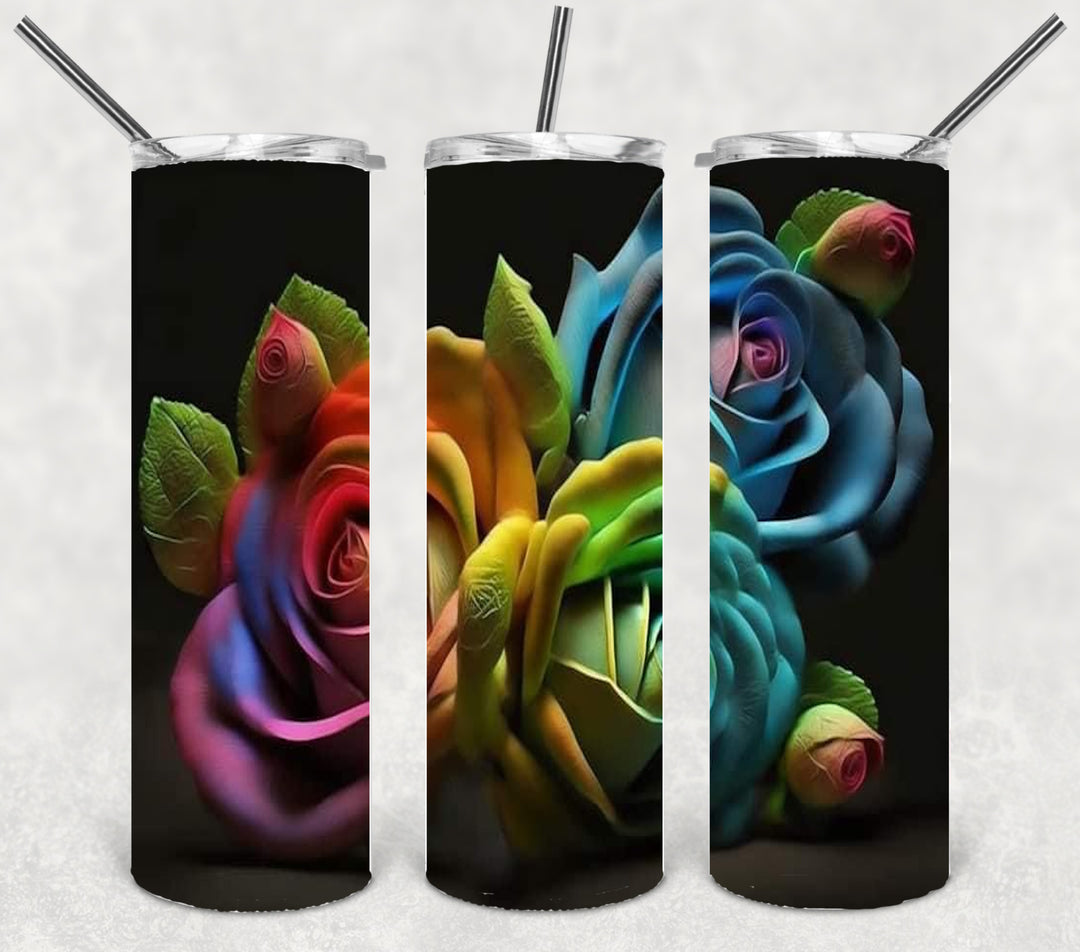 3D Flower Tumbler, Flower Tumbler, 3D Tumbler, 20 oz Skinny Tumbler