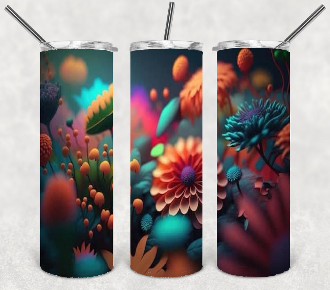 3D Flower Tumbler, Flower Tumbler, 3D Tumbler, 20 oz Skinny Tumbler