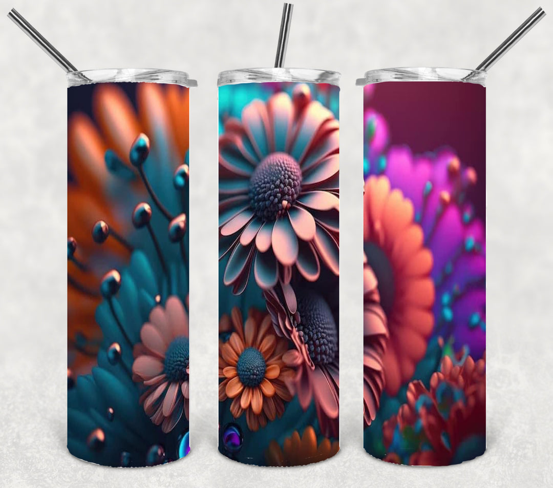 3D Flower Tumbler, Flower Tumbler, 3D Tumbler, 20 oz Skinny Tumbler