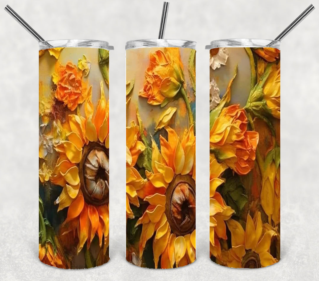 3D Flower Tumbler, Flower Tumbler, 3D Tumbler, 20 oz Skinny Tumbler