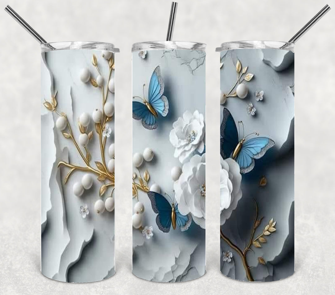 3D Flower Tumbler, Flower Tumbler, 3D Tumbler, 20 oz Skinny Tumbler