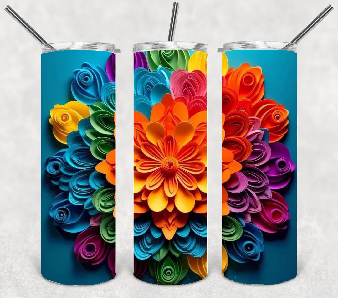 3D Flower Tumbler, Flower Tumbler, 3D Tumbler, 20 oz Skinny Tumbler
