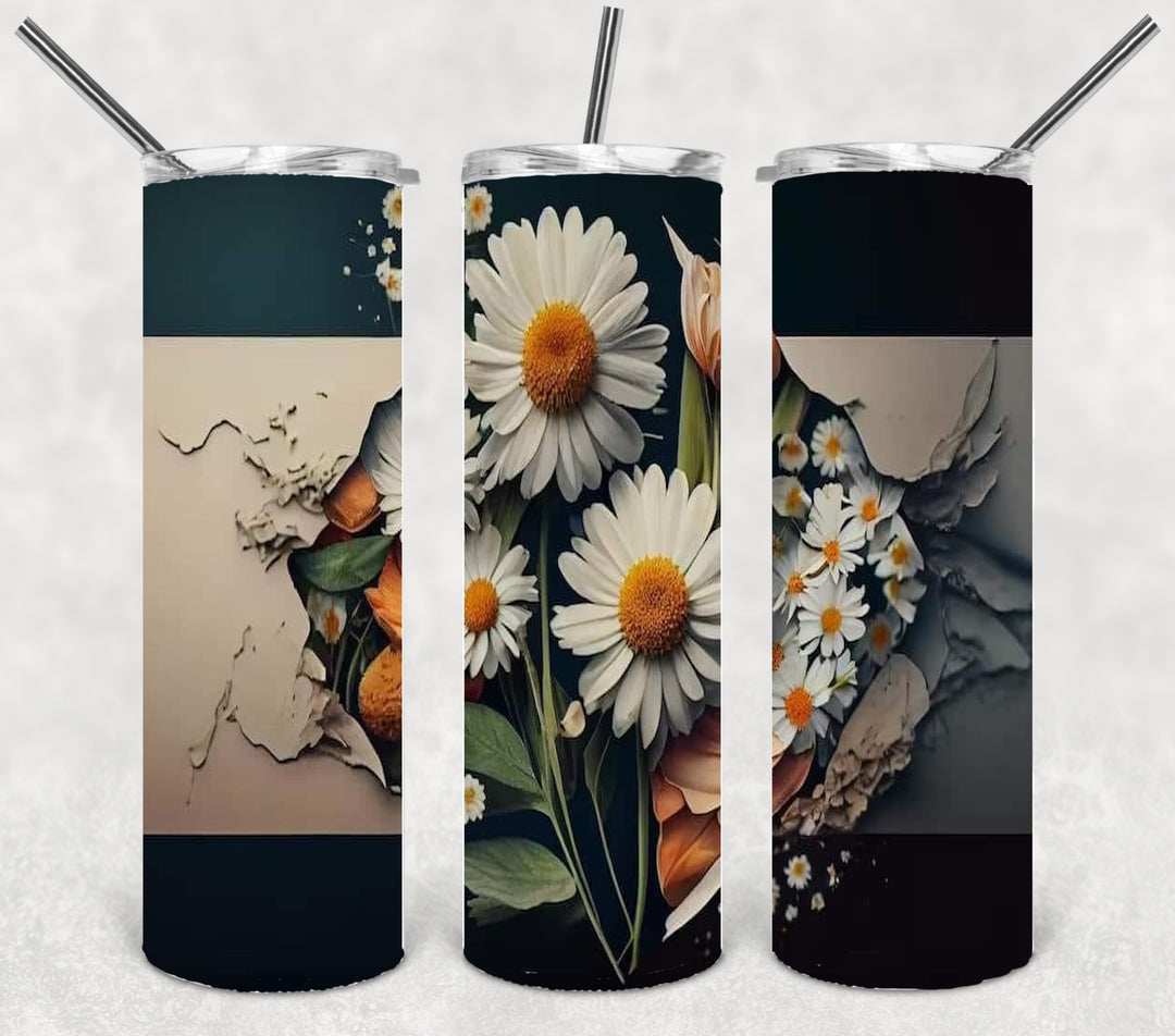 3D Flower Tumbler, Flower Tumbler, 3D Tumbler, 20 oz Skinny Tumbler