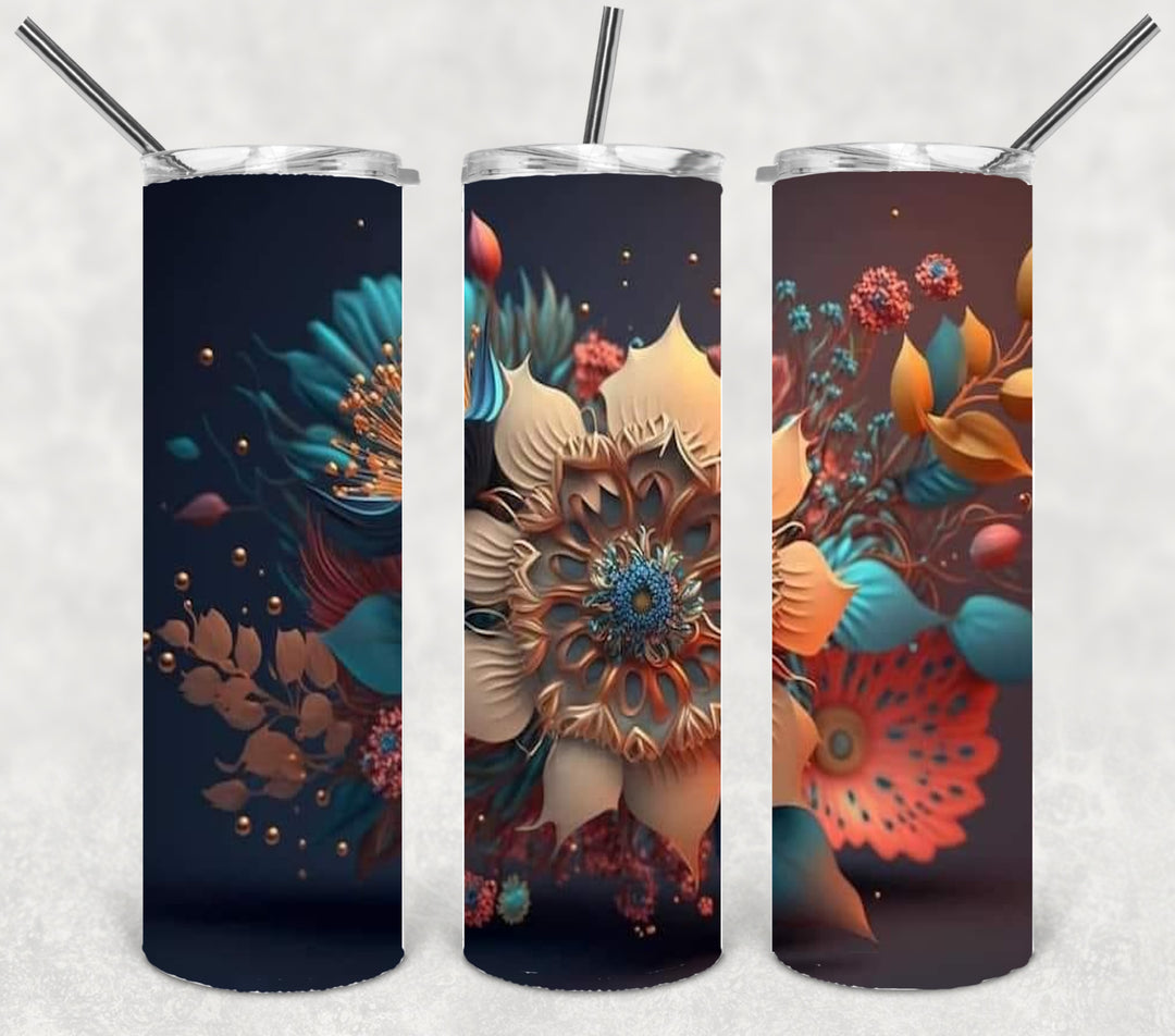 3D Flower Tumbler, Flower Tumbler, 3D Tumbler, 20 oz Skinny Tumbler