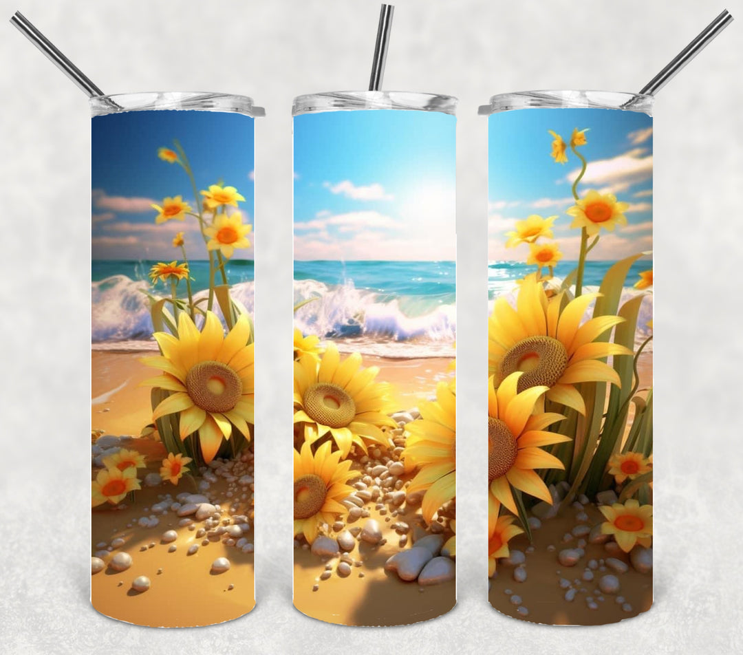 3D Flower Tumbler, Vibrant Flower Tumbler, 3D Tumbler, 20 oz Skinny Tumbler