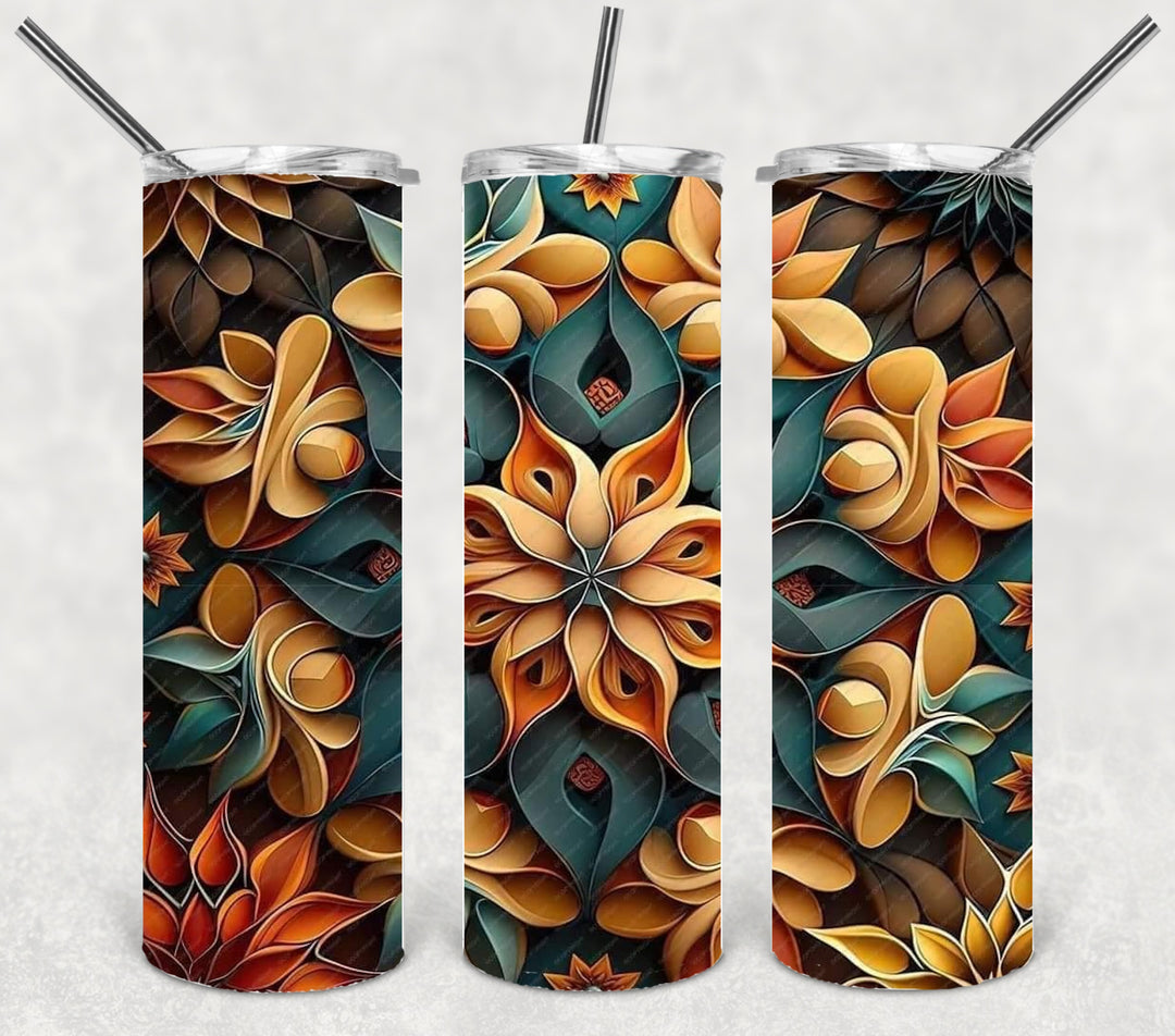 3D Flower Tumbler, Vibrant Flower Tumbler, 3D Tumbler, 20 oz Skinny Tumbler