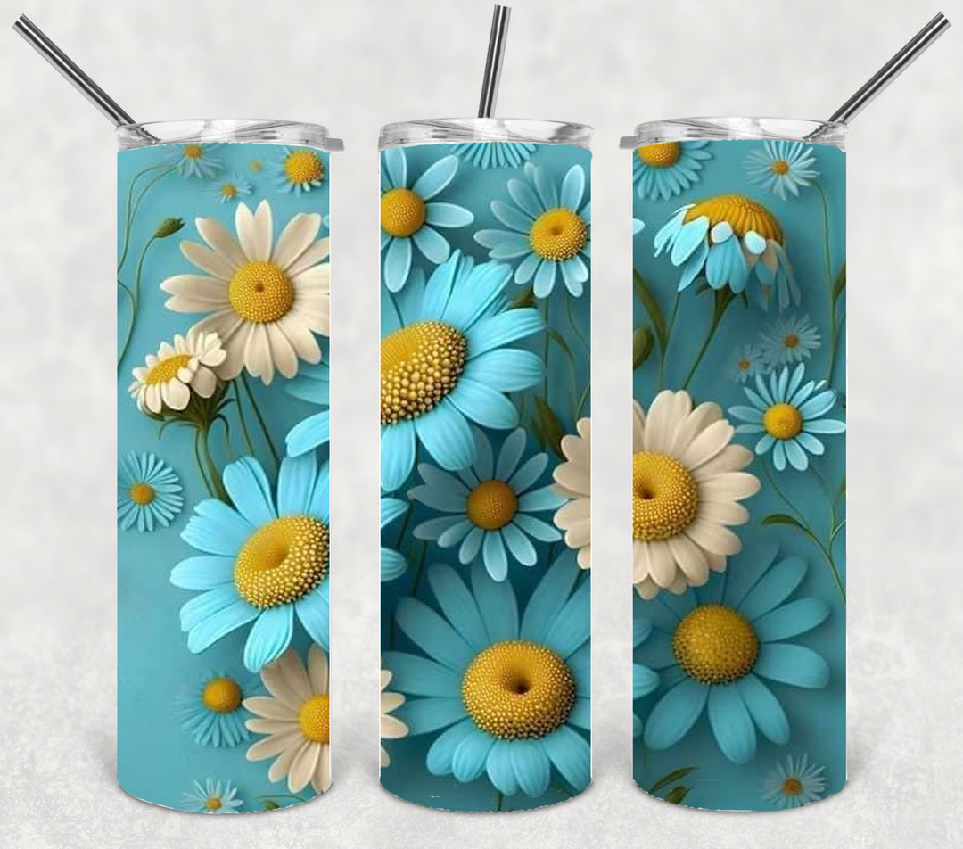 3D Flower Tumbler, Vibrant Flower Tumbler, 3D Tumbler, 20 oz Skinny Tumbler
