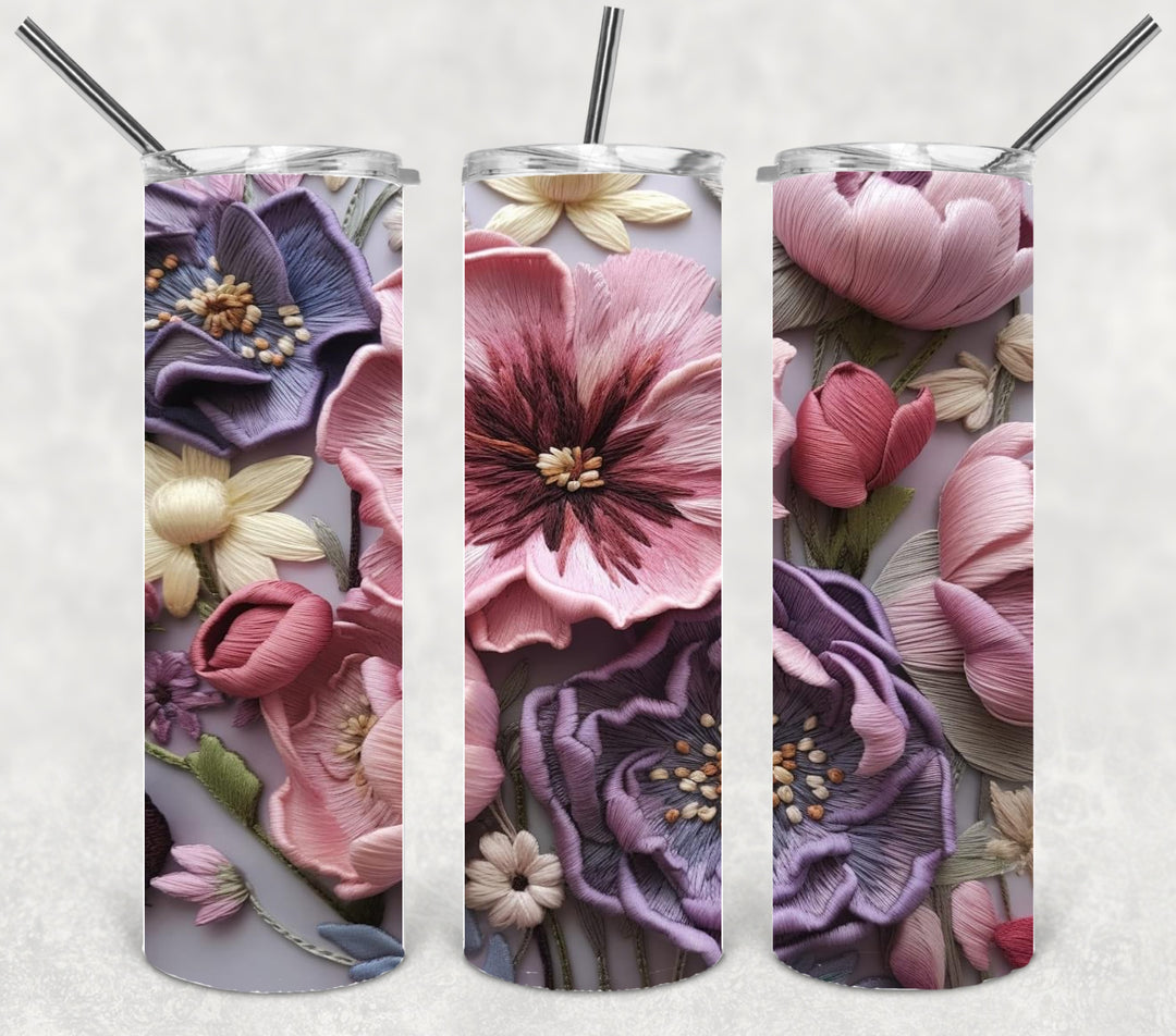 3D Flower Tumbler, Vibrant Flower Tumbler, 3D Tumbler, 20 oz Skinny Tumbler