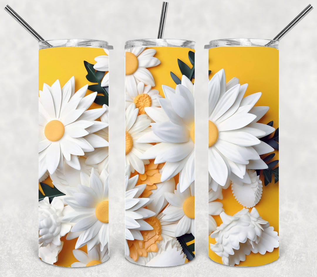 3D Flower Tumbler, Vibrant Flower Tumbler, 3D Tumbler, 20 oz Skinny Tumbler