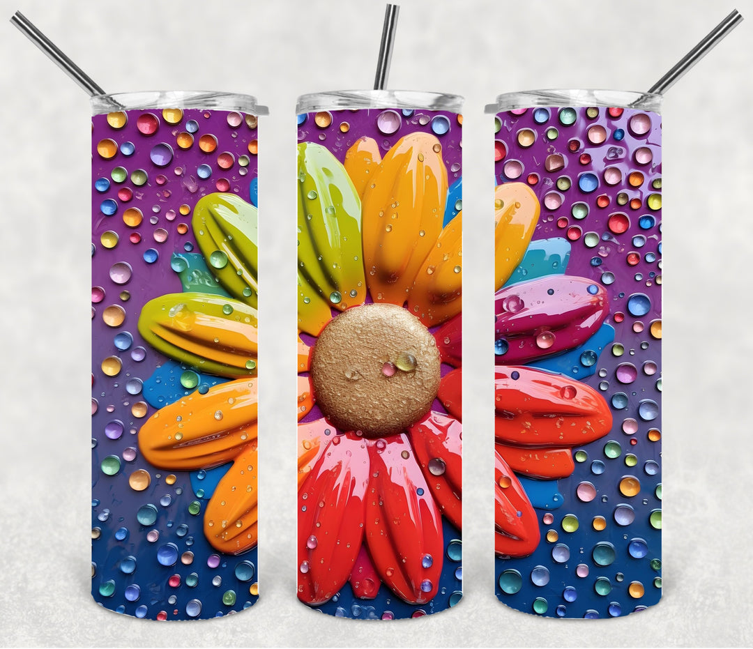 3D Flower Tumbler, Flower Tumbler, 3D Tumbler, 20 oz Skinny Tumbler