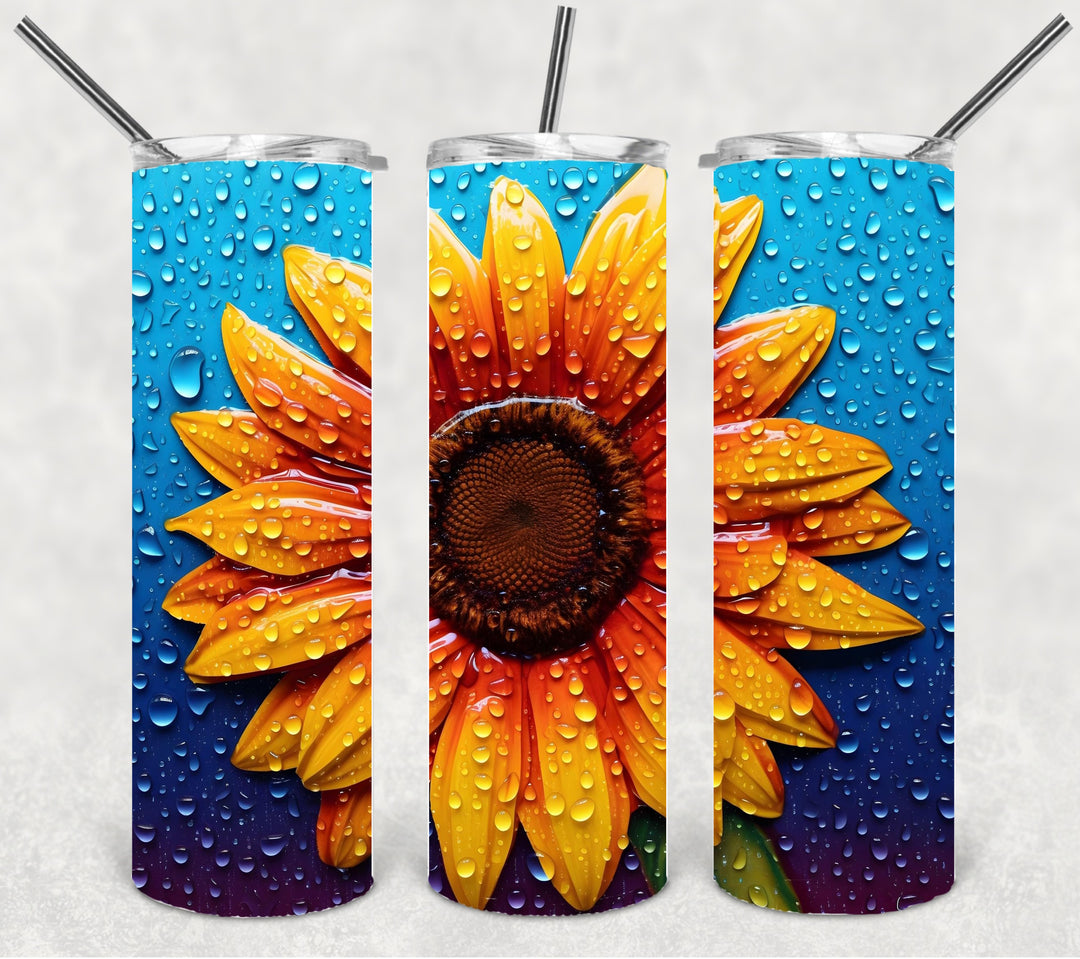 3D Sunflower Tumbler, Flower Tumbler, 3D Tumbler, 20 oz Skinny Tumbler