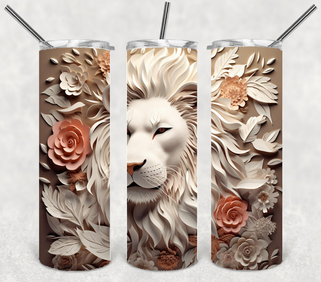 3D Lion Tumbler, 3D Paper Lion Tumbler, 20 oz Skinny Tumbler