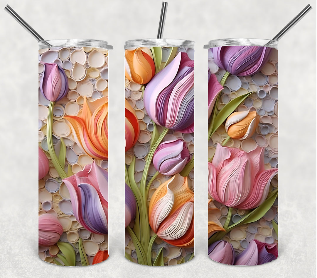3D Tulip Tumbler, Flower Tumbler, 3D Tumbler, 20 oz Skinny Tumbler