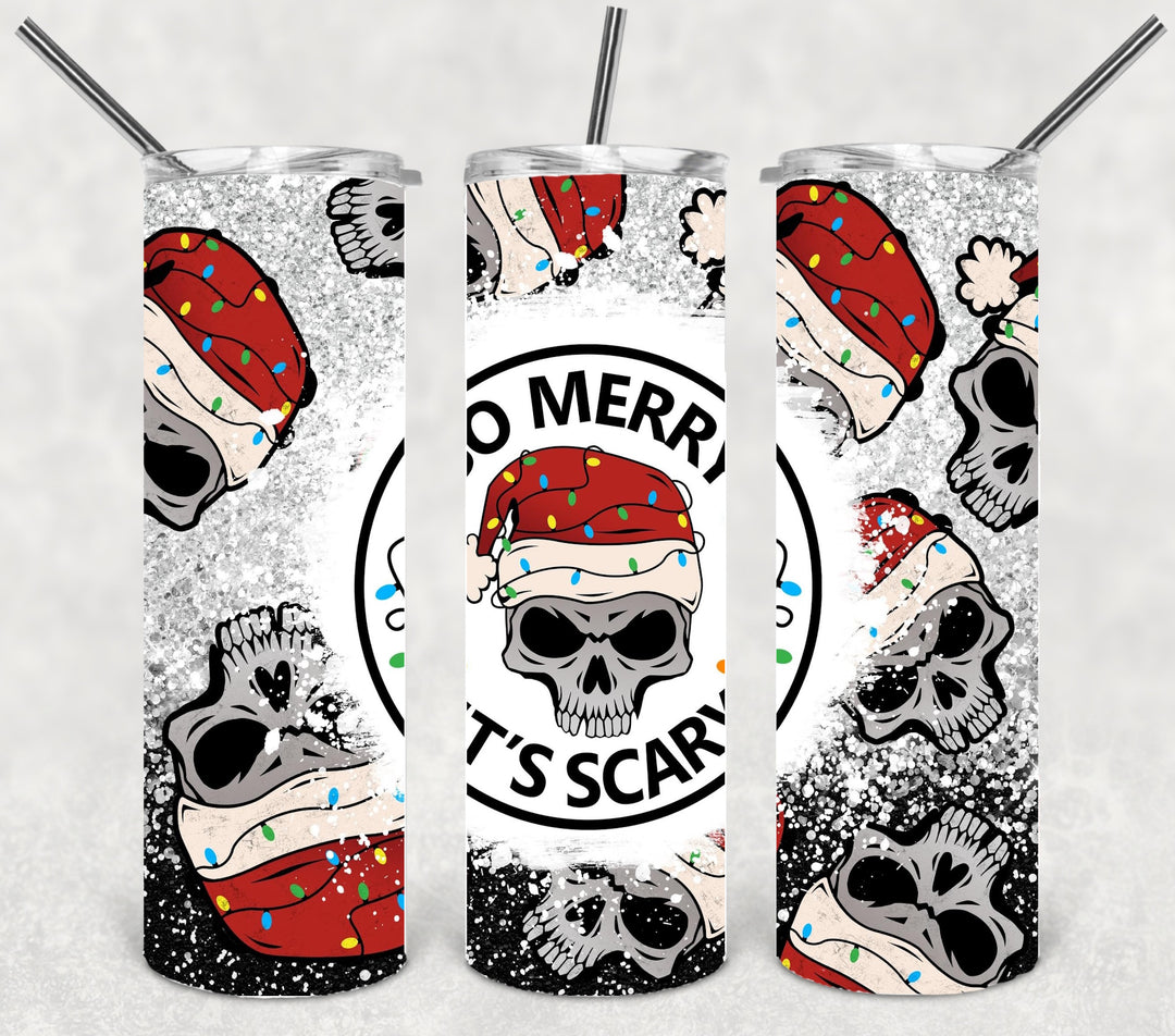 So Merry It's Scary, Christmas Tumbler, 20 oz Skinny Tumbler