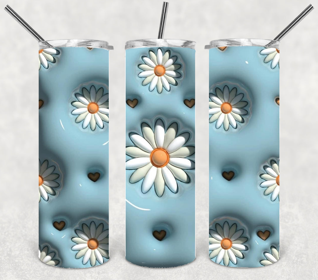 3D Daisy Tumbler, 3D Flower Tumbler, 3D Tumbler, 20 oz Skinny Tumbler
