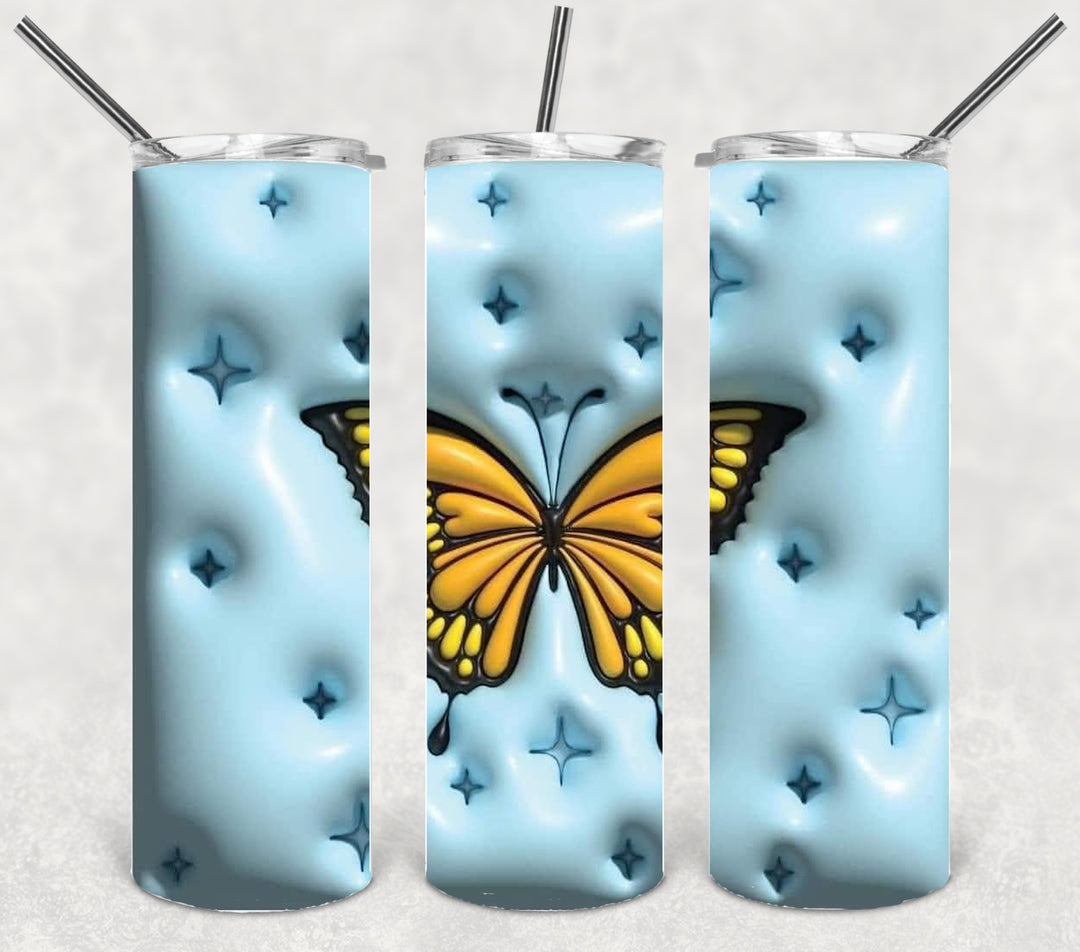 3D Vibrant Butterfly Tumbler, 3D Butterflies, 3D Tumbler, 20 oz Skinny Tumbler