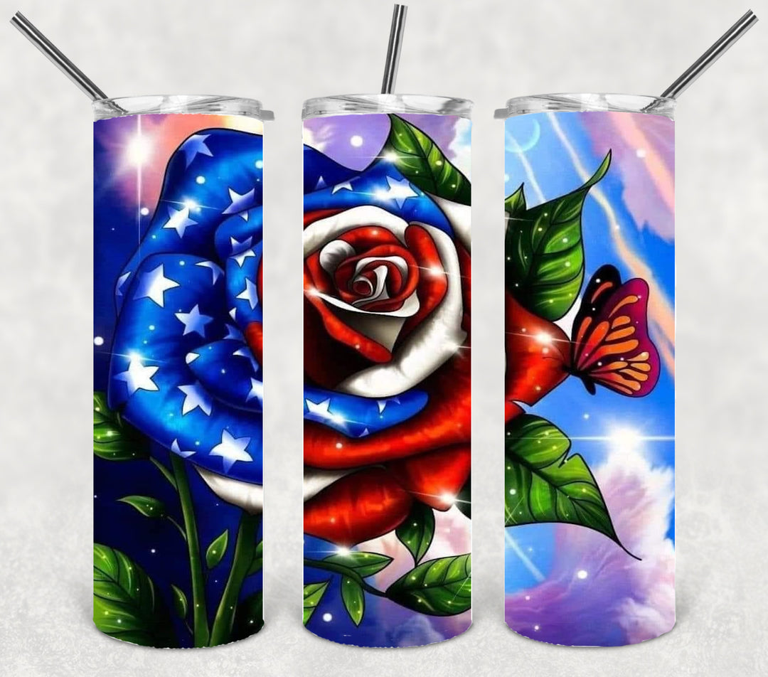 3D Roses Tumbler, Flower Tumbler, 3D Tumbler, 20 oz Skinny Tumbler