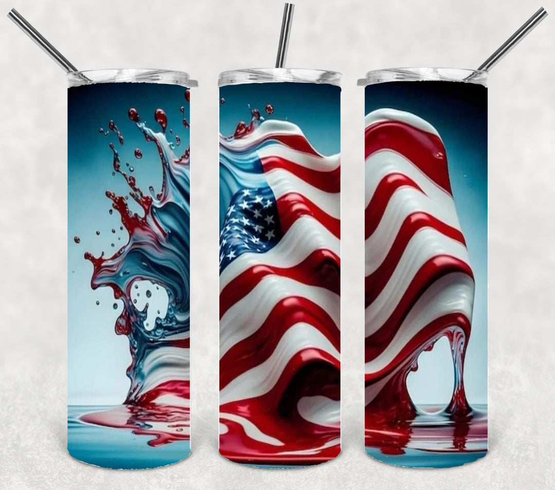 3D Vibrant Flag Tumbler, 3D Vibrant Patriotic Tumbler, 3D Tumbler, 20 oz Skinny Tumbler