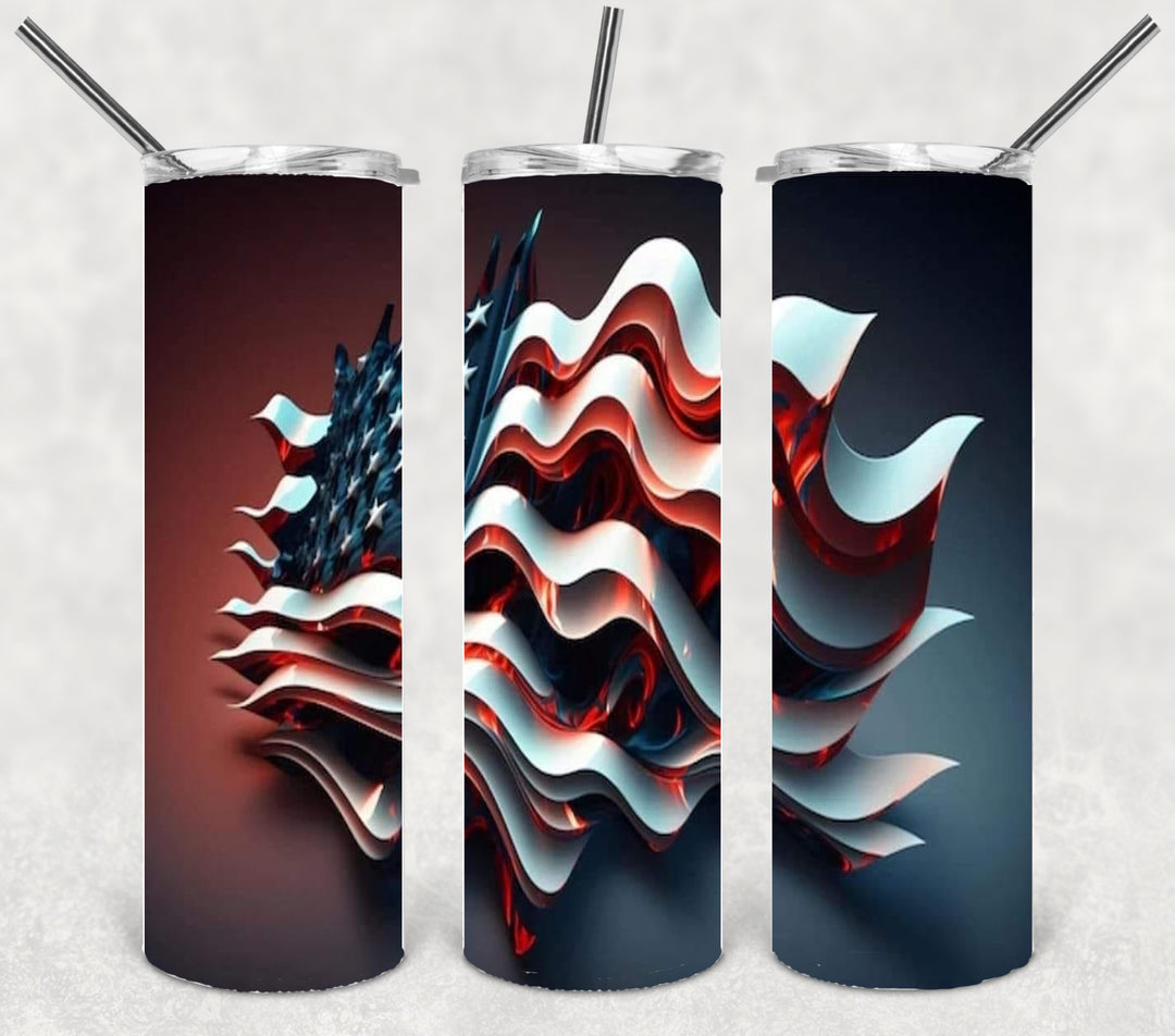 3D Vibrant Flag Tumbler, 3D Vibrant Patriotic Tumbler, 3D Tumbler, 20 oz Skinny Tumbler