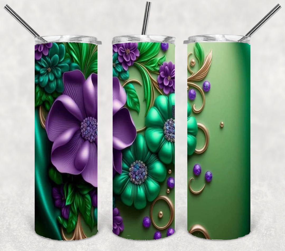 3D Vibrant Flower Tumbler, 3D Flower Tumbler, 3D Tumbler, 20 oz Skinny Tumbler