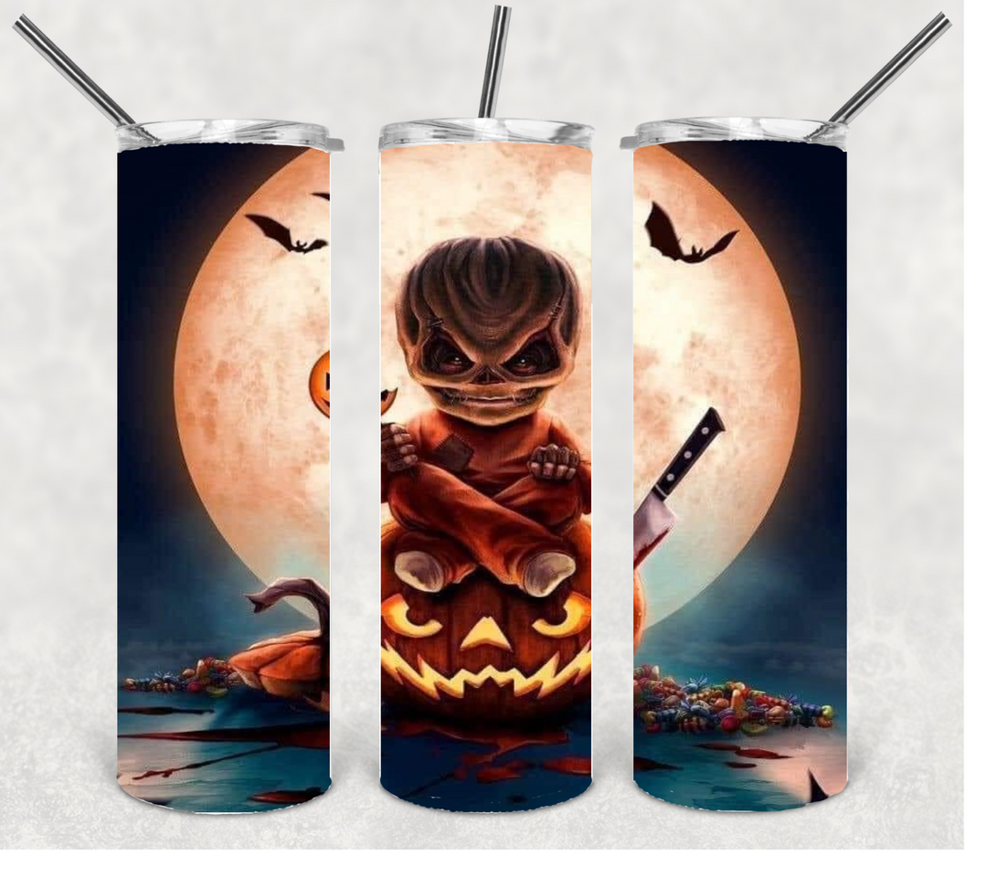 Scary Halloween Pumpkin Tumbler, 20 oz Tumbler