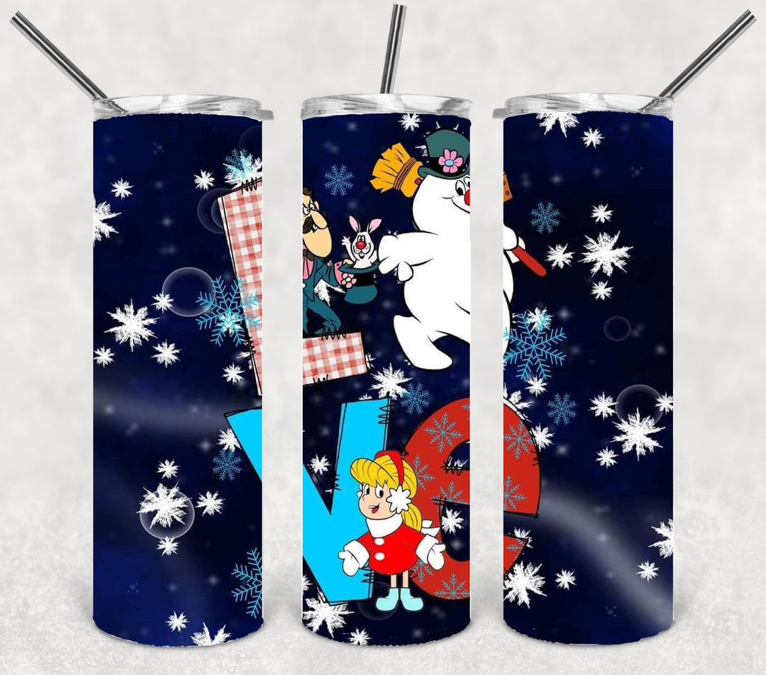 Snowman Love Christmas Tumbler, Christmas Tumbler, 20 oz Skinny Tumbler