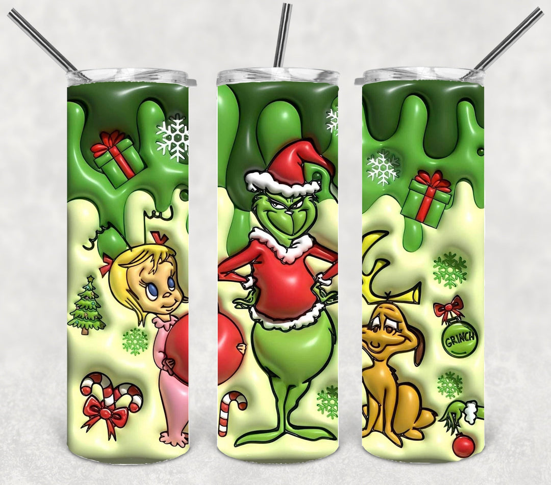 Christmas Green Guy Tumbler, 20 oz Skinny Tumblers