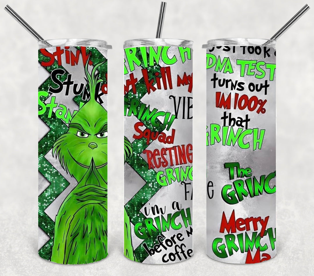Christmas Green Guy Tumbler, 20 oz Skinny Tumblers