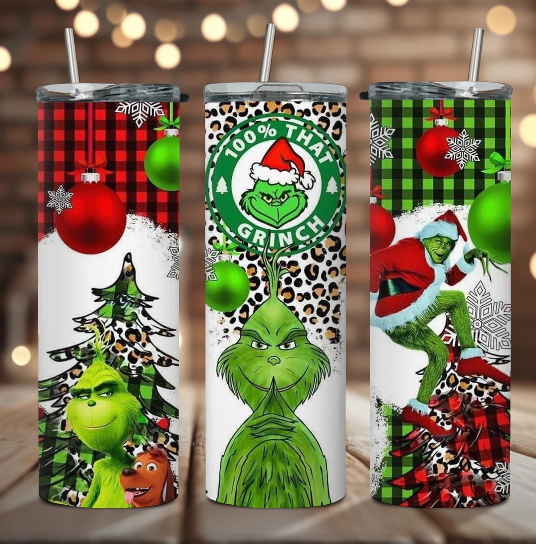 Christmas Green Guy Tumbler, 20 oz Skinny Tumblers