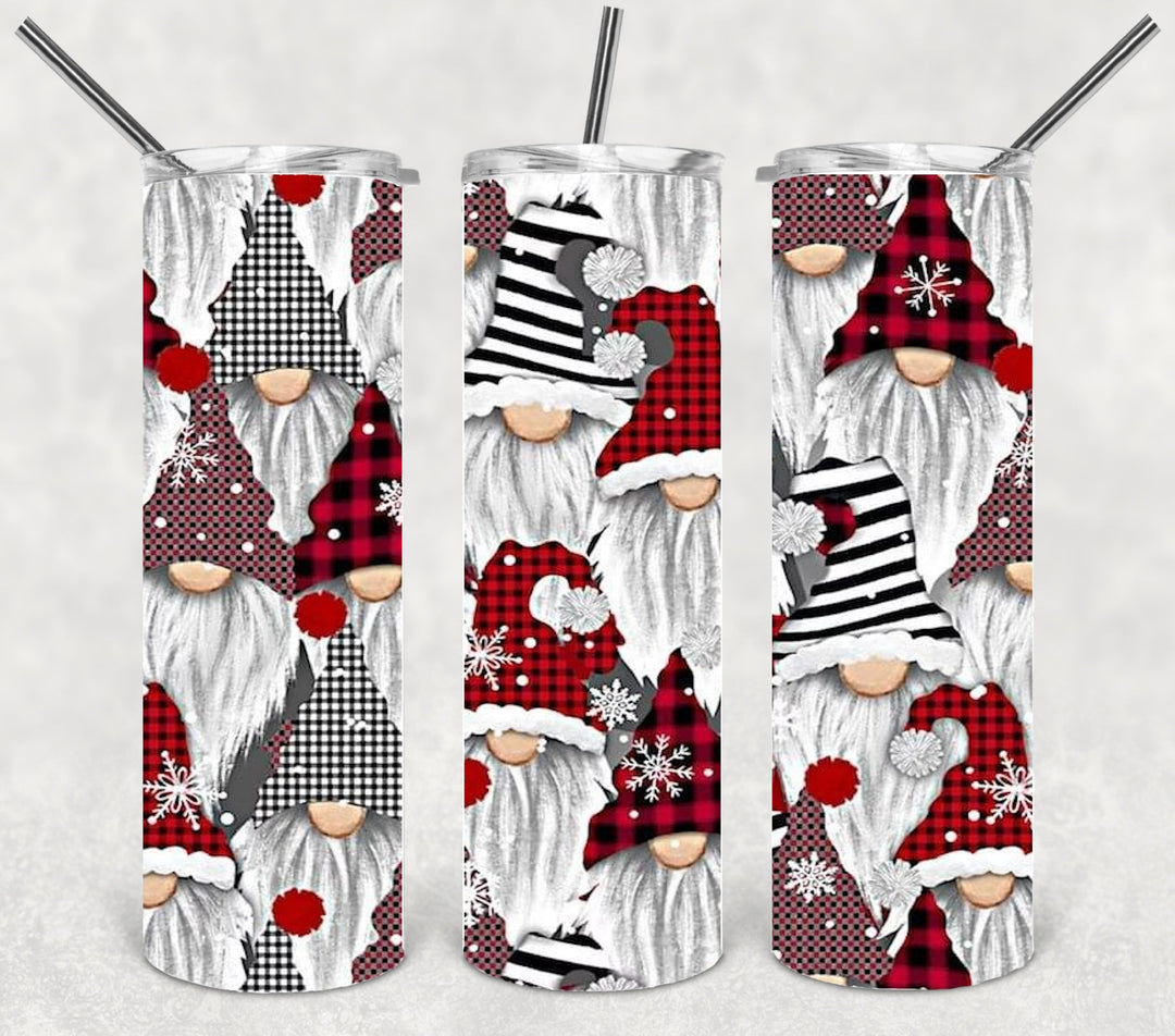 Christmas Gnome Tumbler, Christmas Tumbler, 20 oz Skinny Tumblers