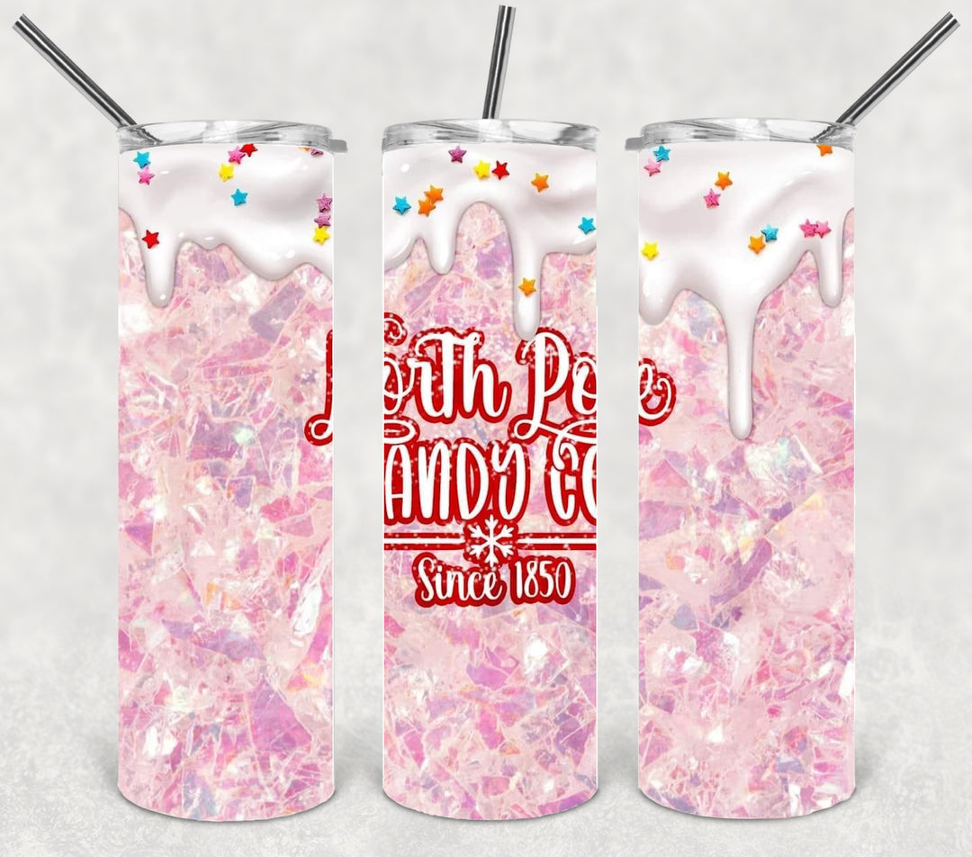 North Pole Candy Company Christmas Tumbler, Christmas Tumbler, 20 oz Skinny Tumbler