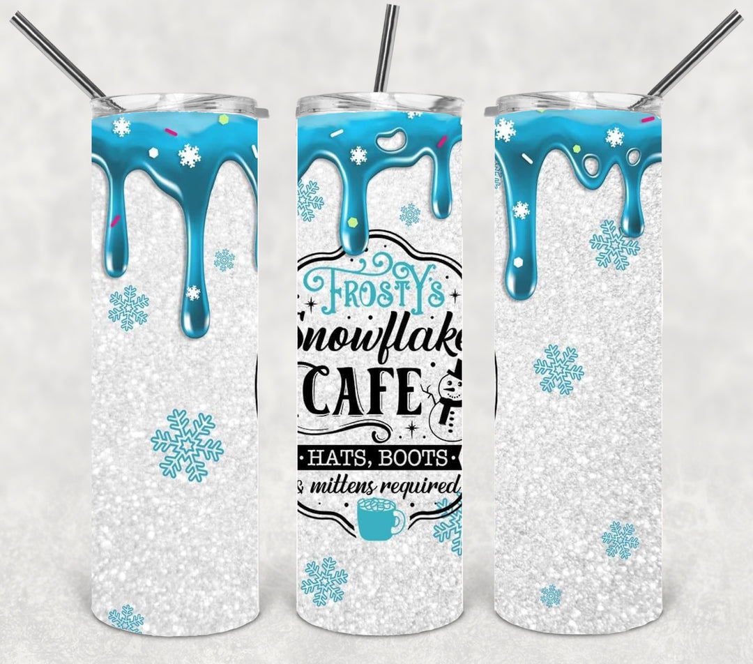 Frosty's Snowflake Cafe Christmas Tumbler, Christmas Tumbler, 20 oz Skinny Tumbler
