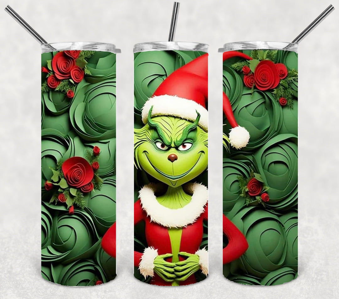 Christmas Green Guy Tumbler, 20 oz Skinny Tumblers